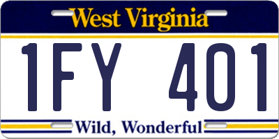 WV license plate 1FY401