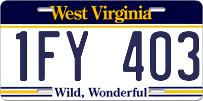 WV license plate 1FY403