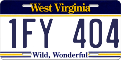 WV license plate 1FY404