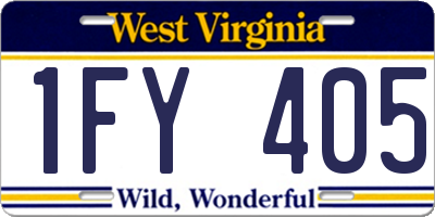 WV license plate 1FY405