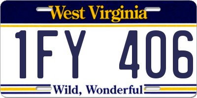 WV license plate 1FY406