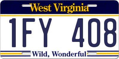 WV license plate 1FY408