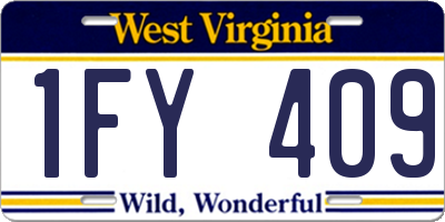 WV license plate 1FY409