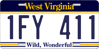 WV license plate 1FY411