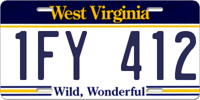 WV license plate 1FY412