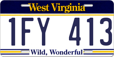 WV license plate 1FY413