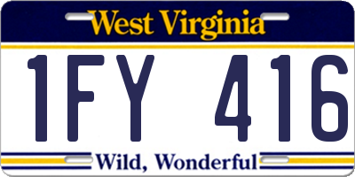 WV license plate 1FY416