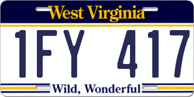 WV license plate 1FY417