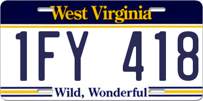 WV license plate 1FY418