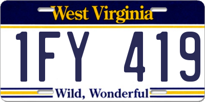 WV license plate 1FY419