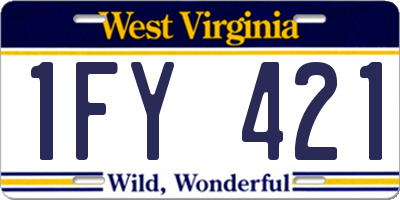 WV license plate 1FY421
