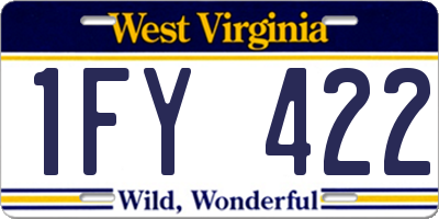 WV license plate 1FY422