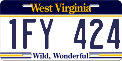 WV license plate 1FY424
