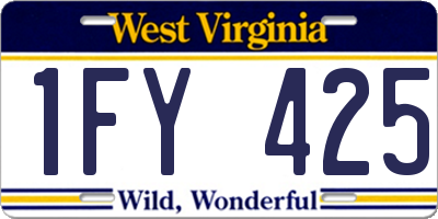 WV license plate 1FY425