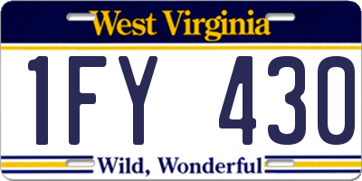 WV license plate 1FY430