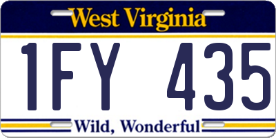 WV license plate 1FY435