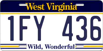 WV license plate 1FY436