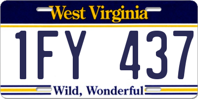 WV license plate 1FY437