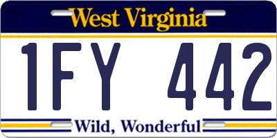 WV license plate 1FY442