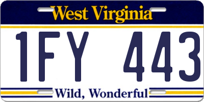 WV license plate 1FY443