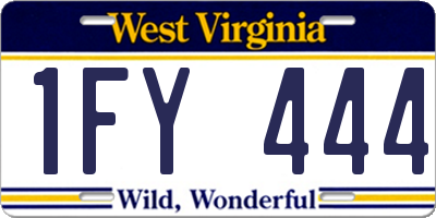WV license plate 1FY444