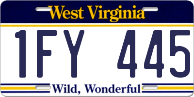 WV license plate 1FY445
