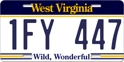 WV license plate 1FY447