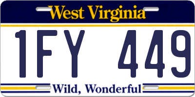 WV license plate 1FY449