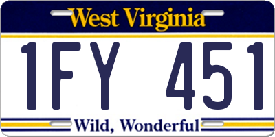WV license plate 1FY451