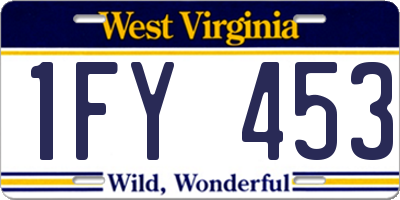 WV license plate 1FY453