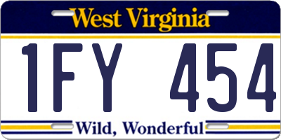 WV license plate 1FY454