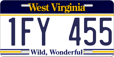 WV license plate 1FY455