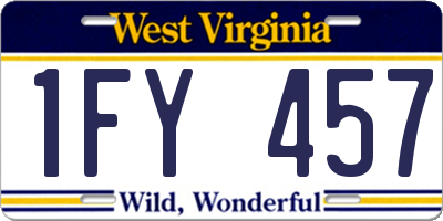 WV license plate 1FY457