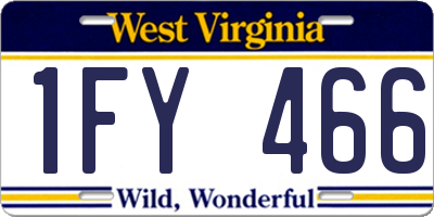 WV license plate 1FY466