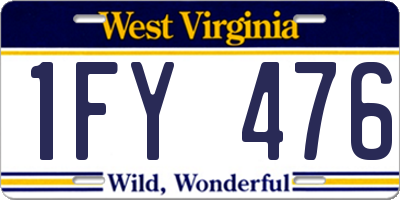 WV license plate 1FY476