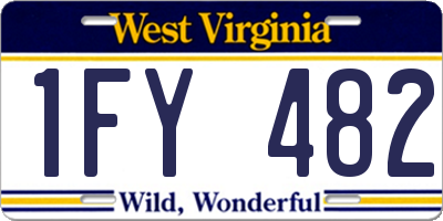 WV license plate 1FY482