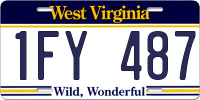 WV license plate 1FY487