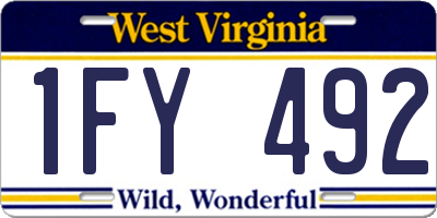 WV license plate 1FY492