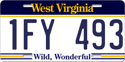 WV license plate 1FY493