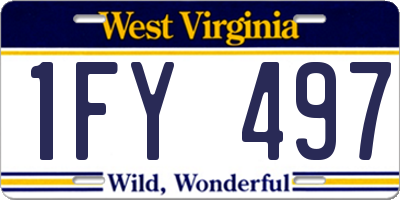 WV license plate 1FY497