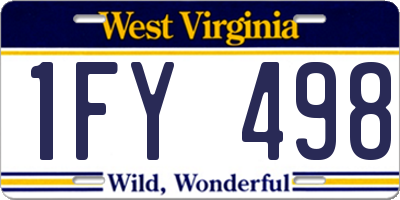 WV license plate 1FY498
