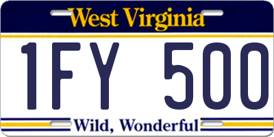 WV license plate 1FY500