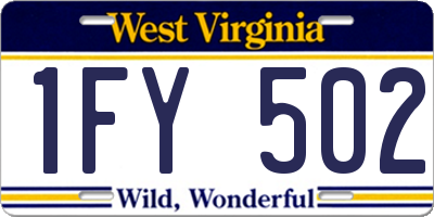 WV license plate 1FY502
