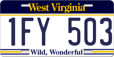 WV license plate 1FY503