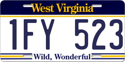 WV license plate 1FY523