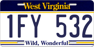 WV license plate 1FY532