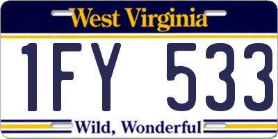 WV license plate 1FY533