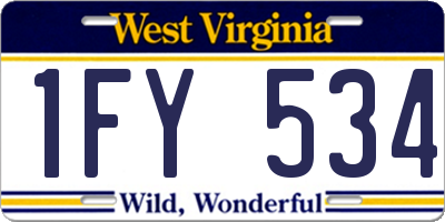 WV license plate 1FY534