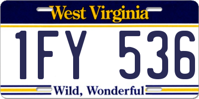 WV license plate 1FY536