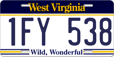 WV license plate 1FY538